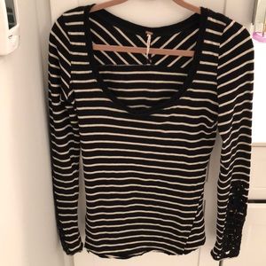 Free People Lace Stripe Shirt